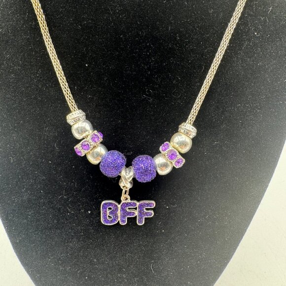 Best Friend Purple Charm Necklace & Bracelet Set Girls Gift - Picture 2 of 8